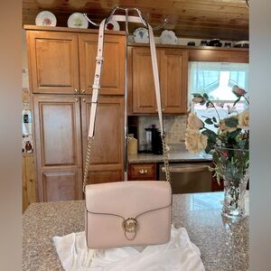 Michael Michael Kors Leather Crossbody color pinkish beige. 9”W x 7”H x 2 1/2”D
